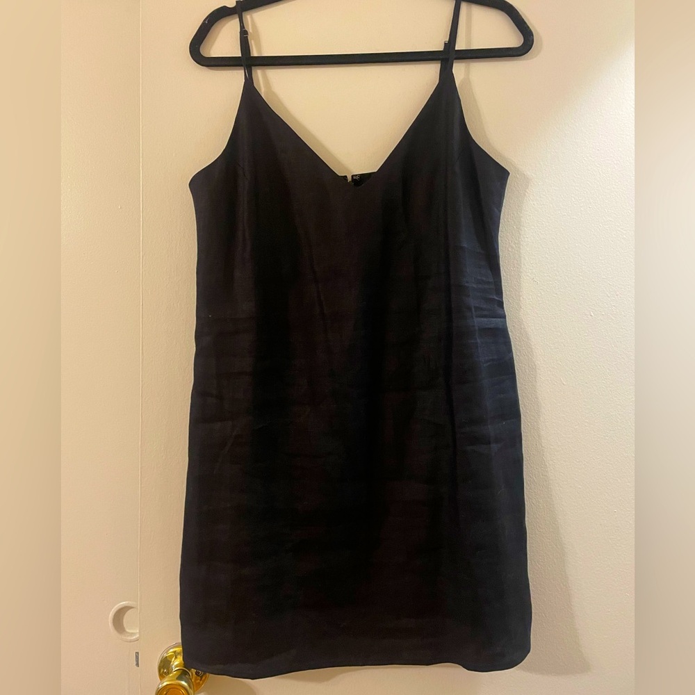 Black linen reformation mini dress
